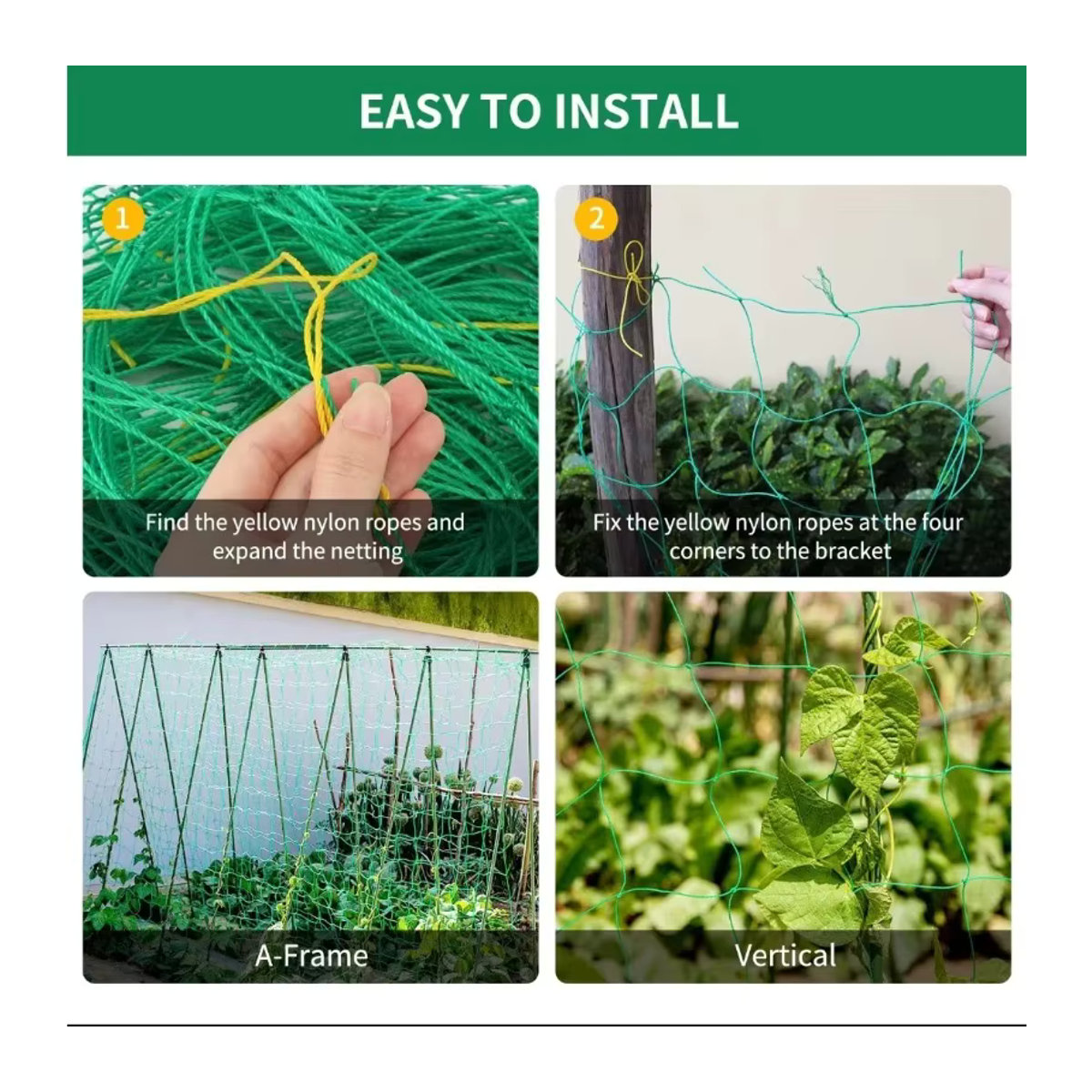 Grünes Kletternetz für Gartenarbeit als Rankhilfe für Gurken und Kürbis - Bild 6