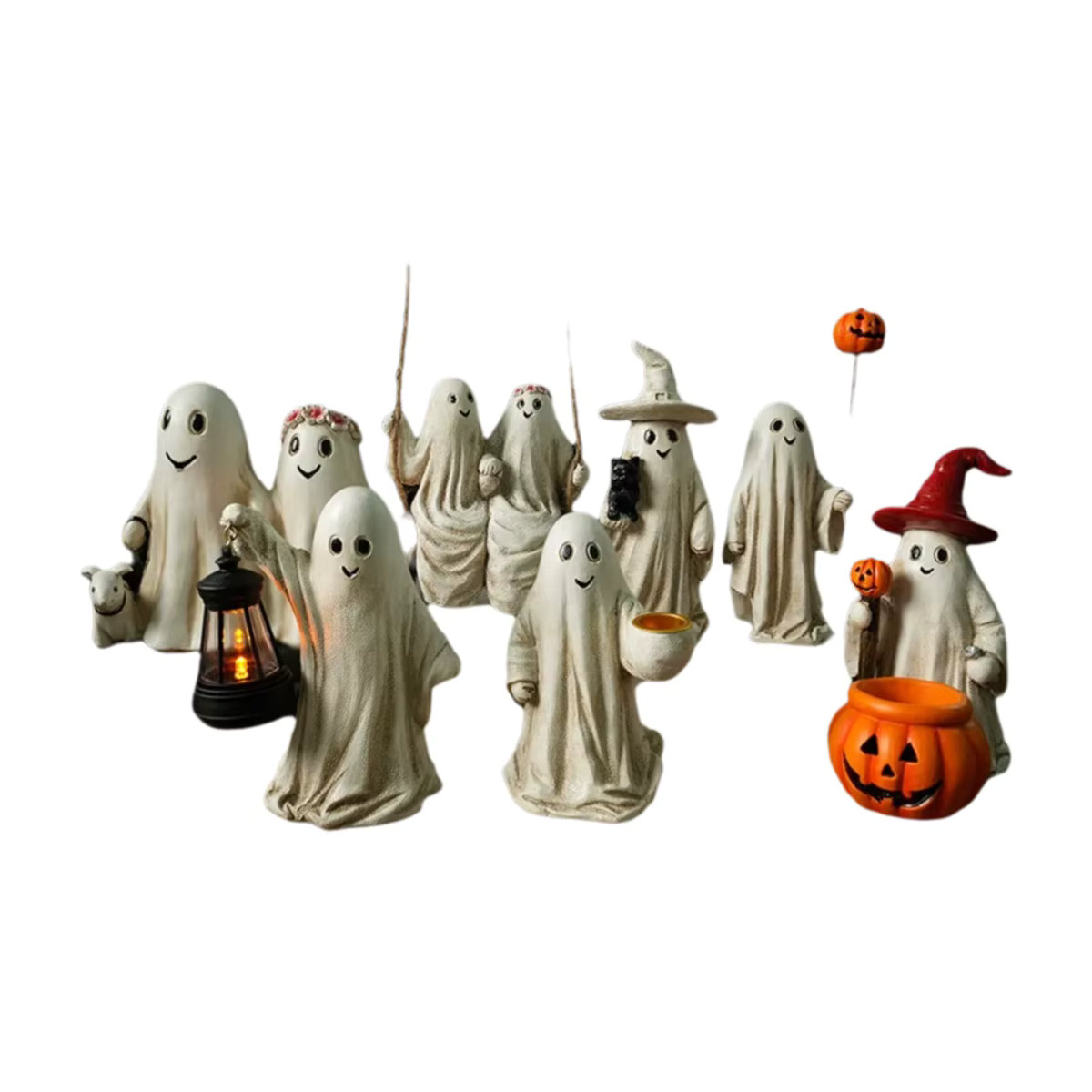 Gruselige Halloween Geist Figur aus Kunstharz in Weiß als Deko-Statue für dein Zuhause und das Bücherregal - Bild 5
