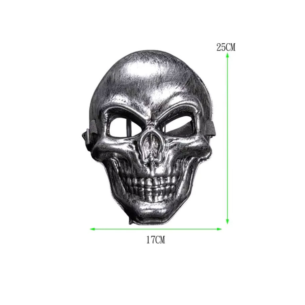 Gruselige Halloween-Schädel-Kopfmaske in Silber aus Kunststoff für Party-Dekoration und Horror-Shows - Bild 5