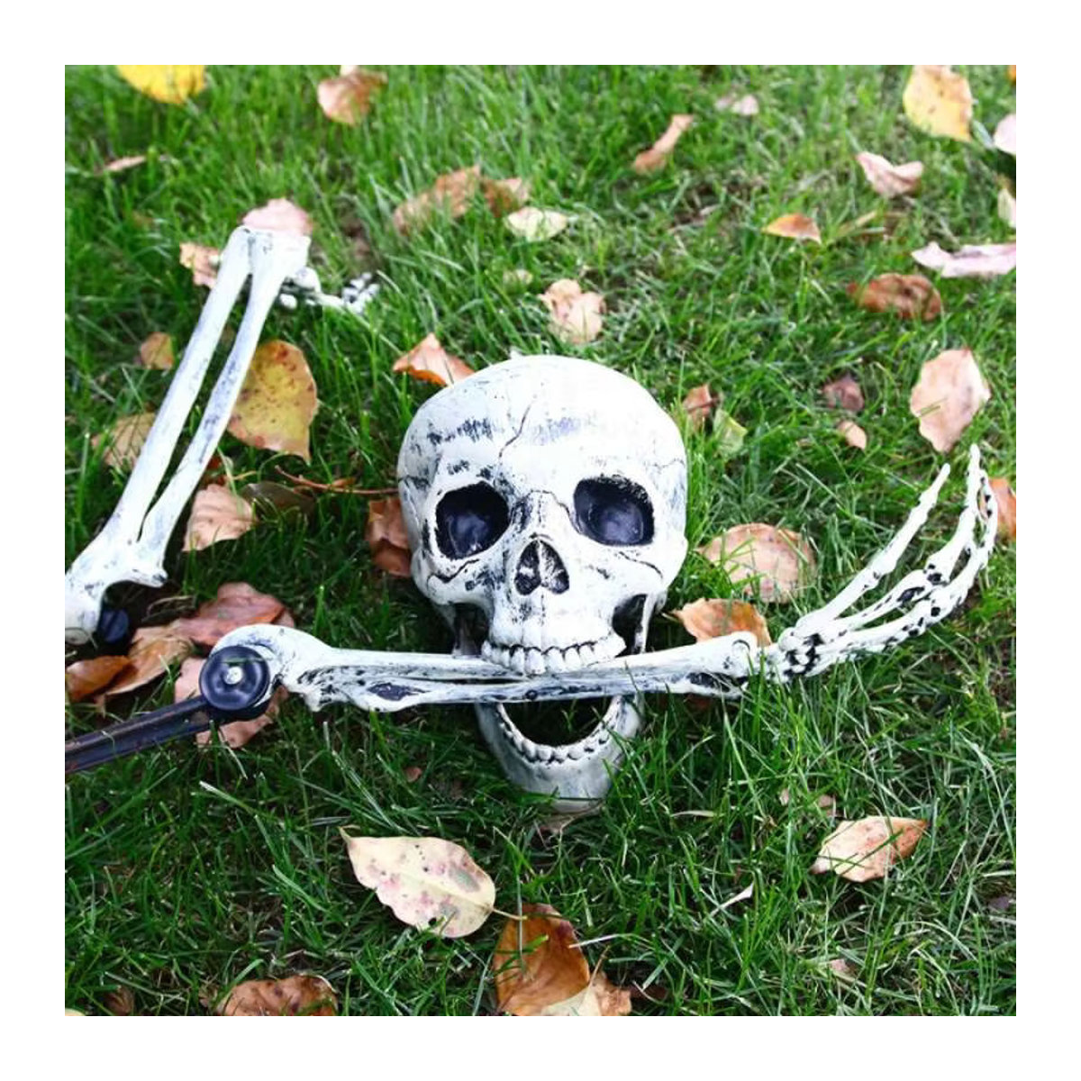 Gruselige Halloween Skelett Hand und Arm Dekoration aus Kunststoff in Weiß für Garten und Party - Bild 4