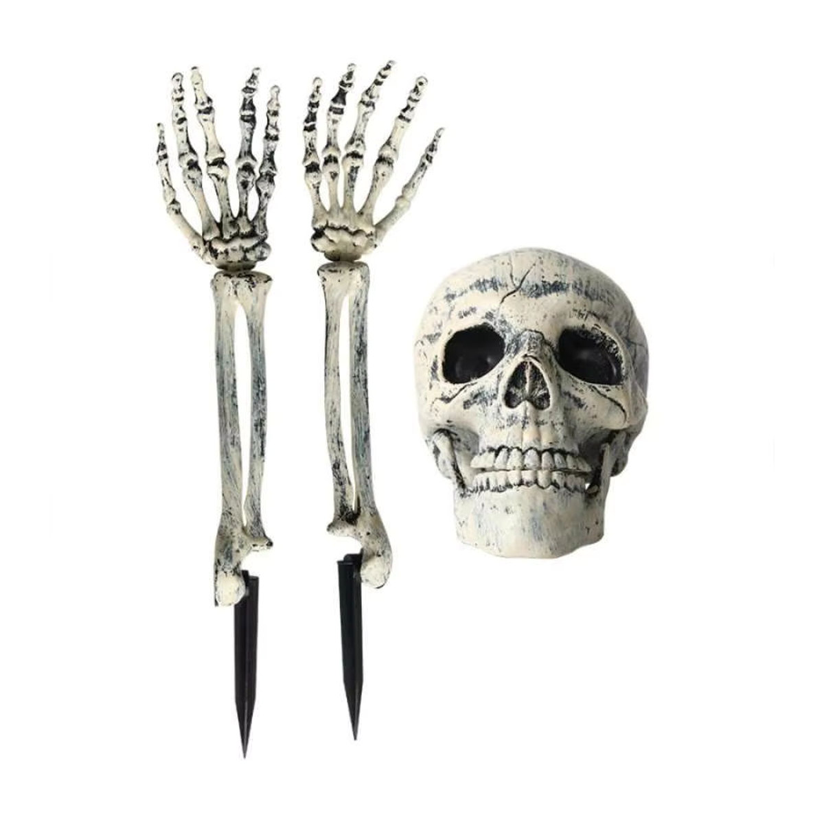 Gruselige Halloween Skelett Hand und Arm Dekoration aus Kunststoff in Weiß für Garten und Party - Bild 6