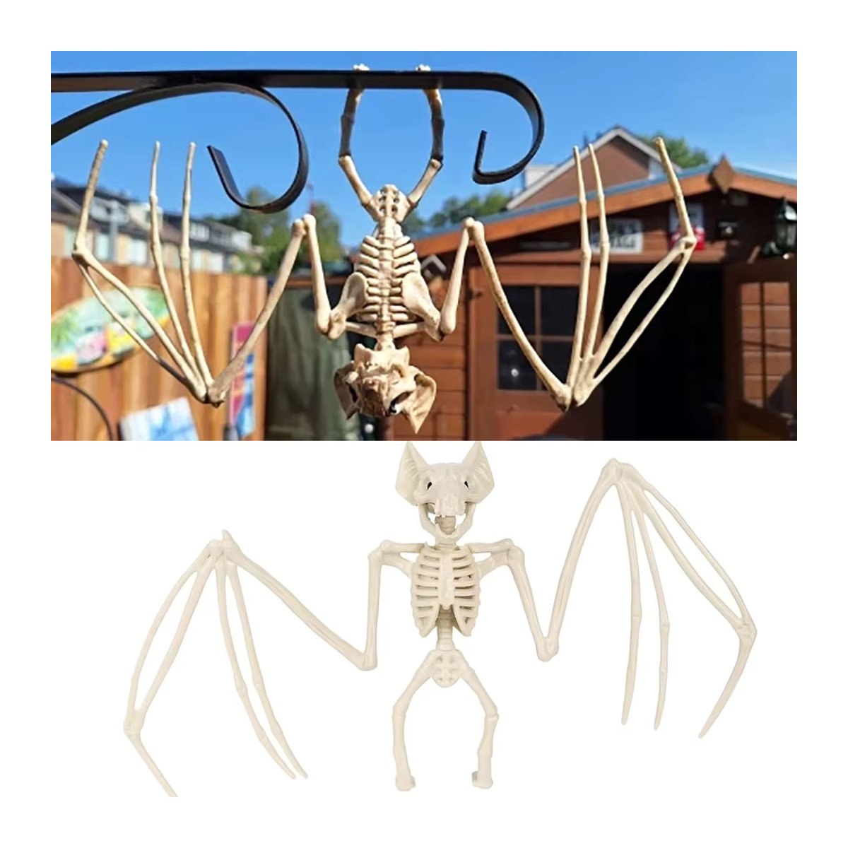 Gruseliges Fledermaus-Skelettmodell aus Kunststoff für deine Halloween-Dekoration in Weiß - Bild 5