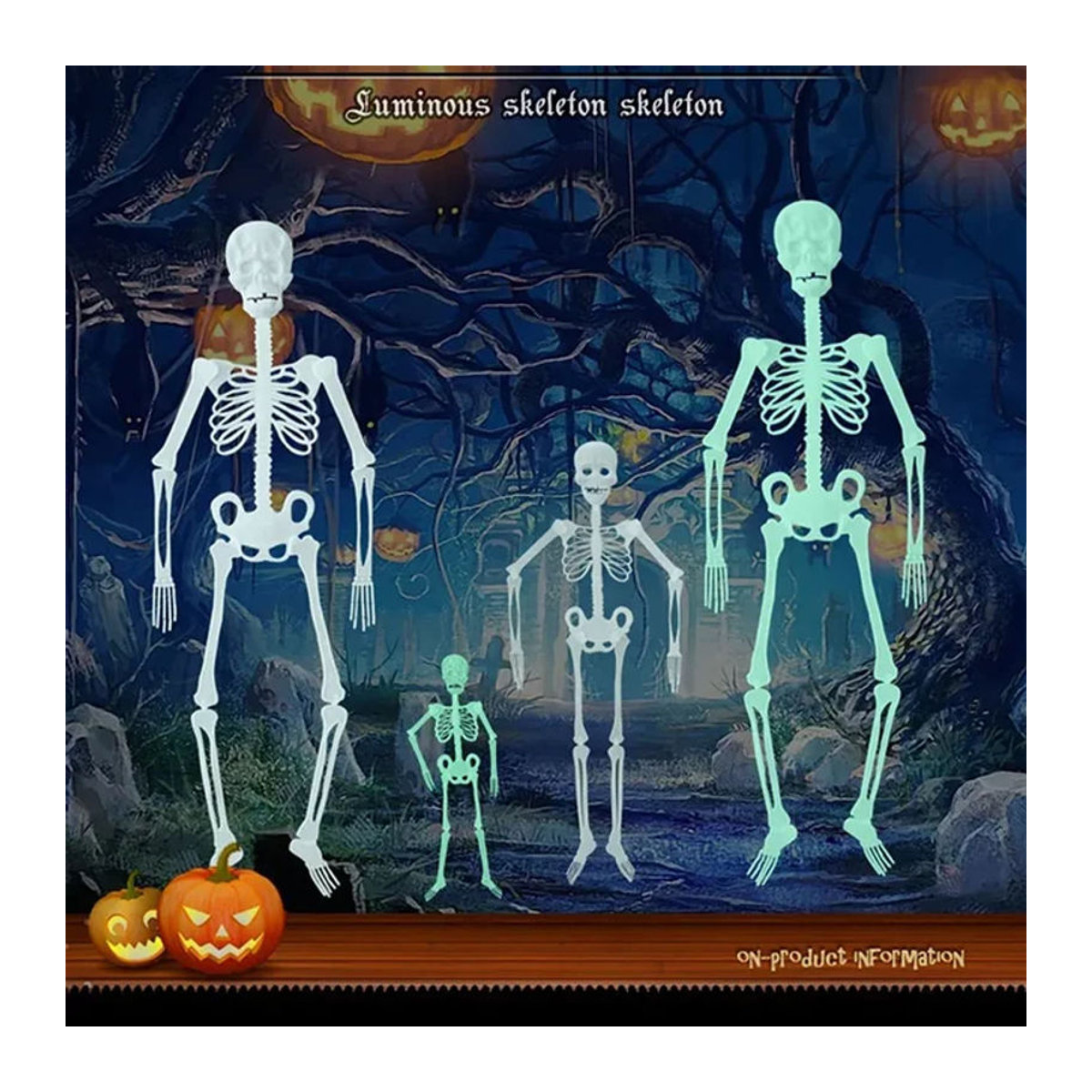 Gruseliges Halloween Skelett als hängende Dekoration für Garten und Hof, weiß, Kunststoff - Bild 1
