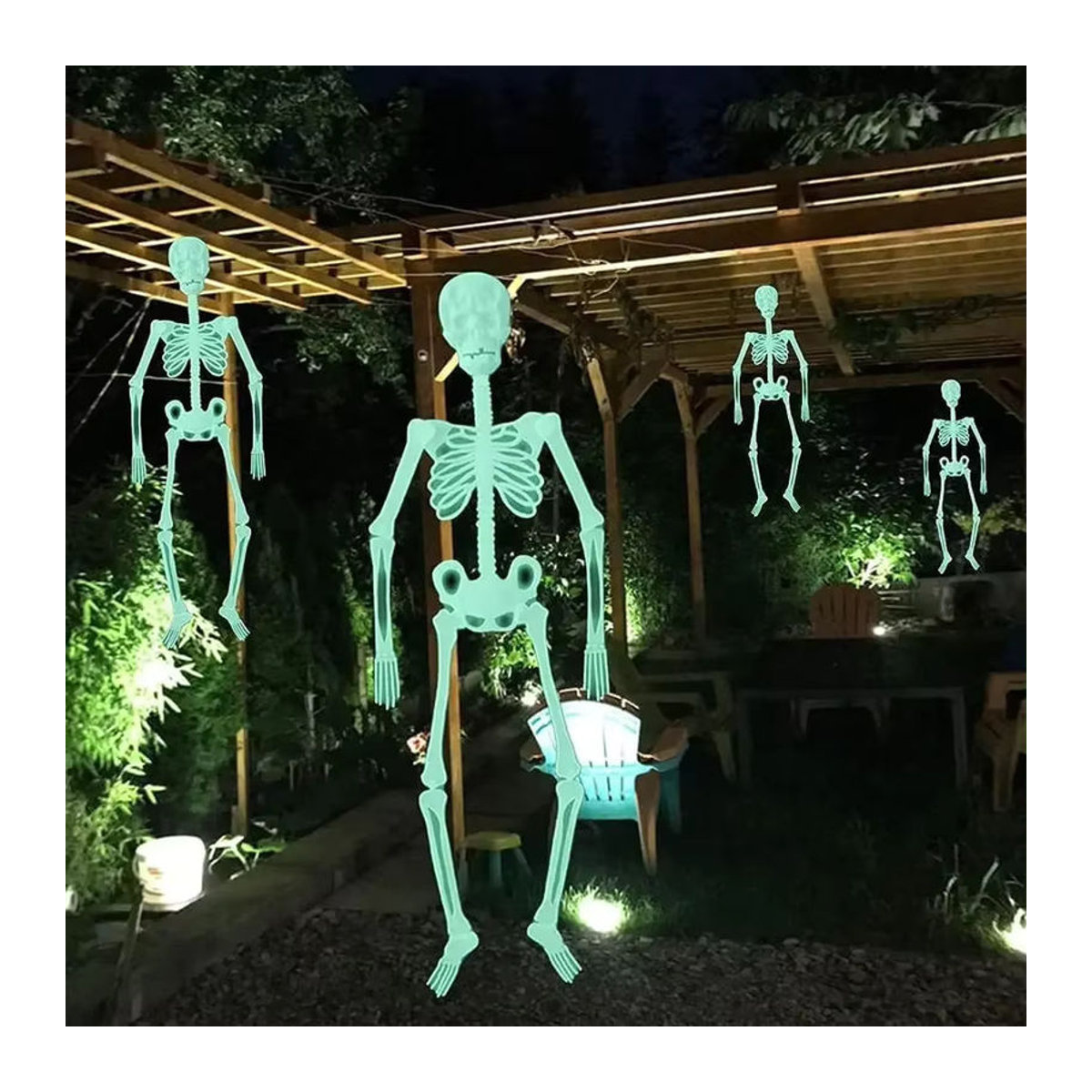 Gruseliges Halloween Skelett als hängende Dekoration für Garten und Hof, weiß, Kunststoff - Bild 3