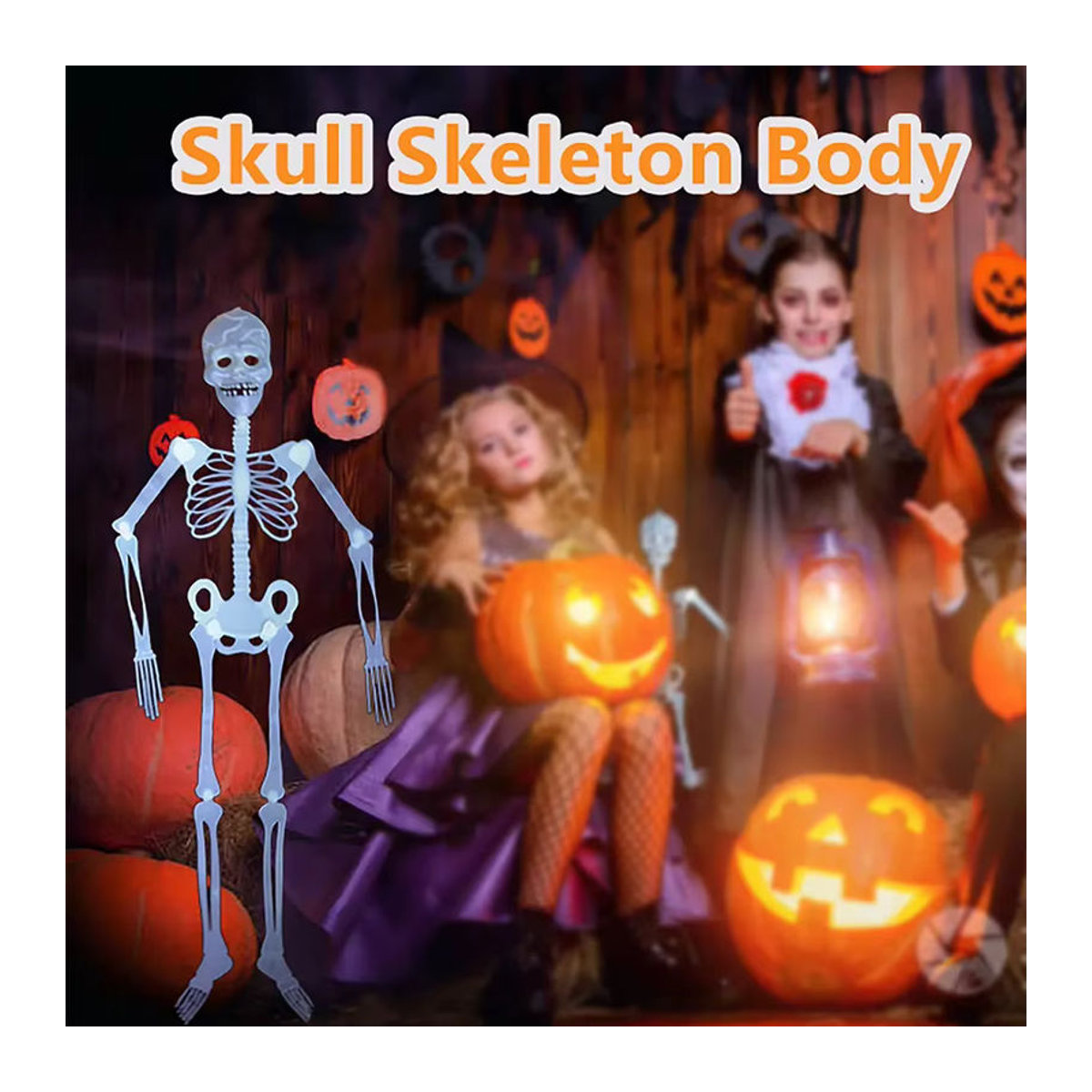 Gruseliges Halloween Skelett als hängende Dekoration für Garten und Hof, weiß, Kunststoff - Bild 4