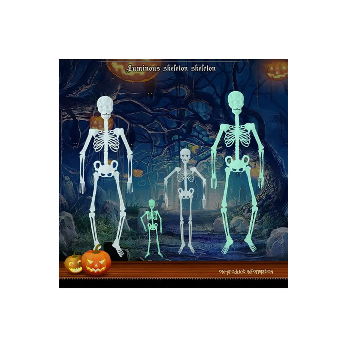 Gruseliges Halloween Skelett als hängende Dekoration für Garten und Hof, weiß, Kunststoff - Bild 5