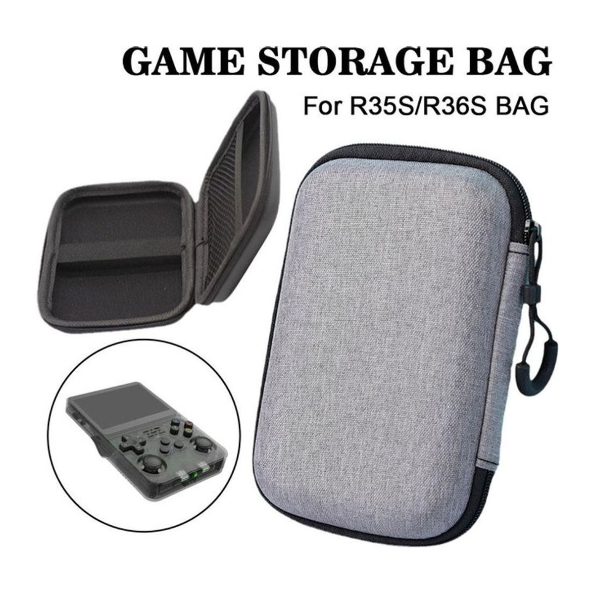 GRWIBEOU EVA Hard Case Aufbewahrungstasche und Schutzhülle für R36S/R35S Spielekonsole in Schwarz und Grau - Bild 1
