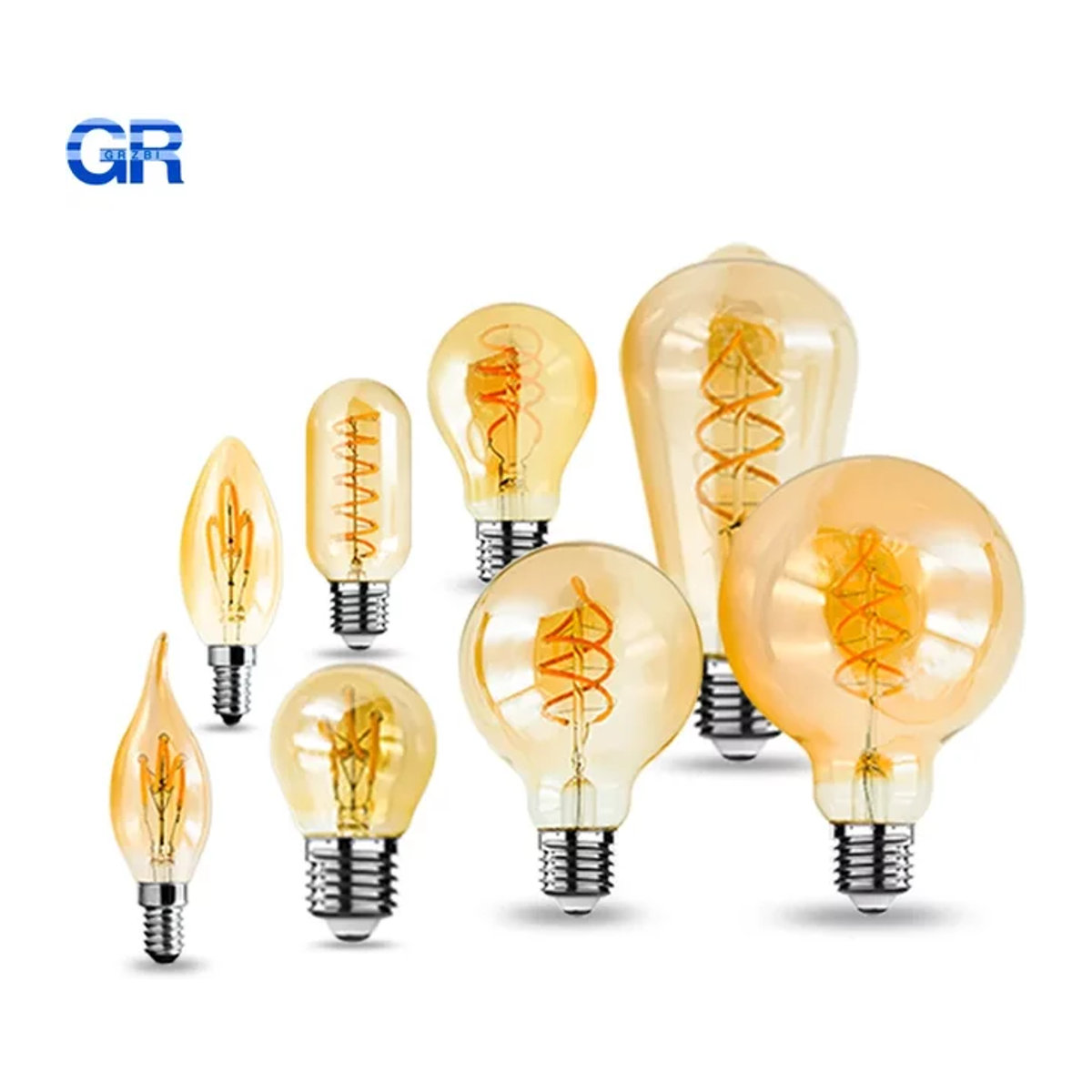 GRZBI Vintage LED Filament Glühbirne Retro Dimmbar Warmweiß E14 E27 4W - Bild 1