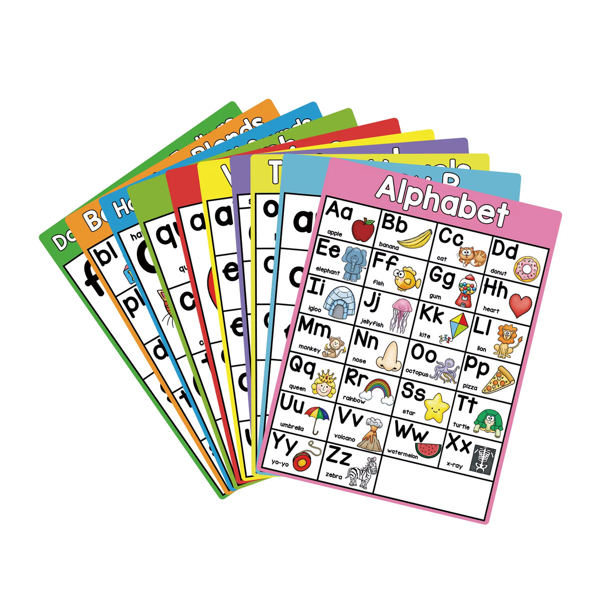 GSF 10er Set Phonics Lernposter für Kinder zur englischen Sprachförderung, mehrfarbig, Papier, B: 21 cm, H: 28,5 cm - Bild 4
