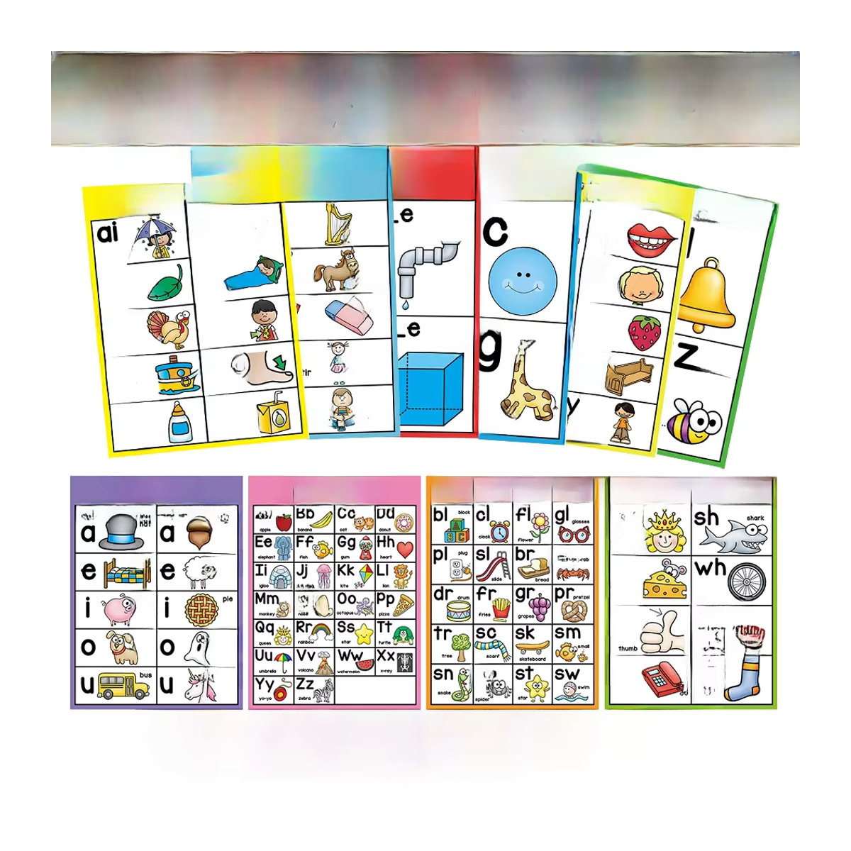 GSF 10er Set Phonics Lernposter für Kinder zur englischen Sprachförderung, mehrfarbig, Papier, B: 21 cm, H: 28,5 cm - Bild 7