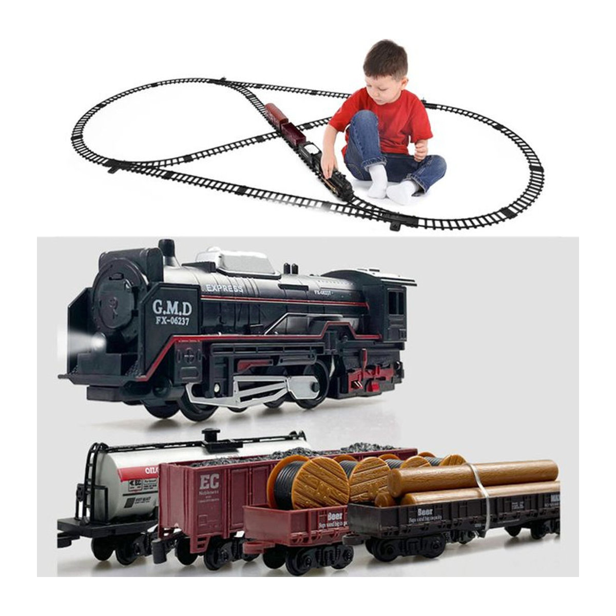 GSF Elektrisches Weihnachtszug-Set aus Metall und Kunststoff in Schwarz mit Licht und Sound zur Weihnachtsdekoration - Bild 1