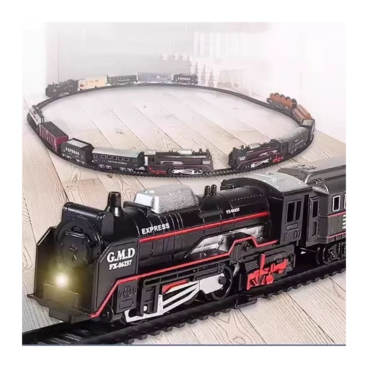 GSF Elektrisches Weihnachtszug-Set aus Metall und Kunststoff in Schwarz mit Licht und Sound zur Weihnachtsdekoration - Bild 2