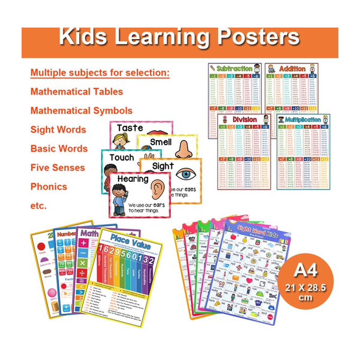GSF Englisch-Lernposter für Kinder als pädagogisches Montessori-Lehrmaterial in mehrfarbig, B: 21 cm, H: 28,5 cm - Bild 1