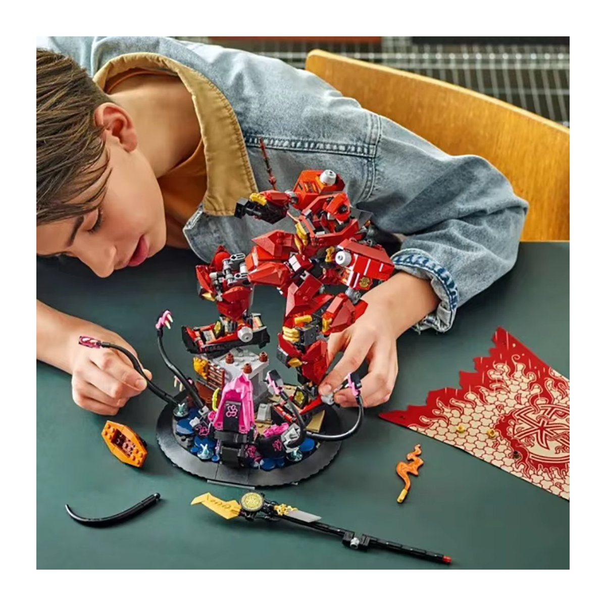 GSF Flammen-Ritter Mecha Bausteine Set 71846 in Rot mit 996 Teilen aus Kunststoff - Bild 5