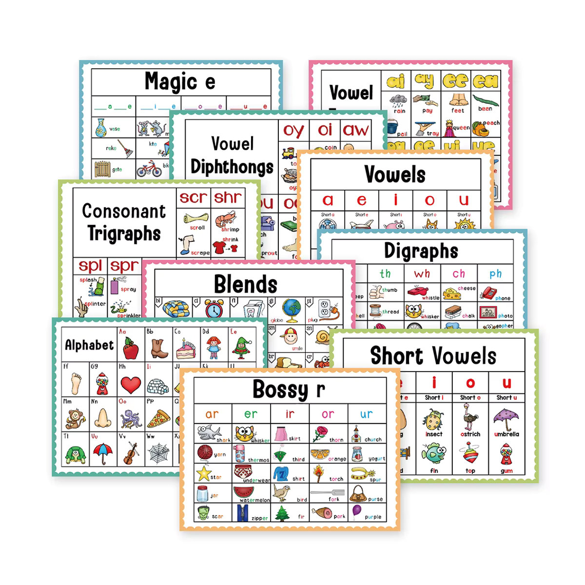 GSF Phonics Lernposter Englisch für Kinder, Pädagogisches Montessori Wandposter zur Typografie, mehrfarbig, B/H: 21 x 28,5 cm - Bild 2