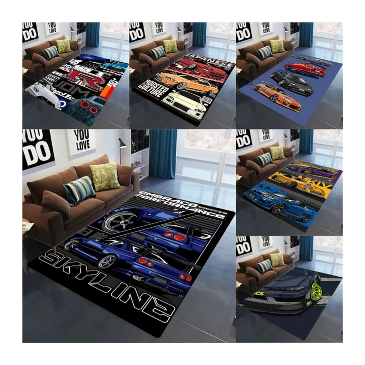 GT-R Teppich im JDM Racing Style für dein Gaming Room oder Schlafzimmer, Blau - Bild 1