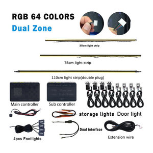 GUADSUN Dual Zone RGB LED Lichtstreifen mit 64 Farben und Haupt- sowie Sub-Controller für Umgebungsbeleuchtung und Lautsprecherlichter, Bunt