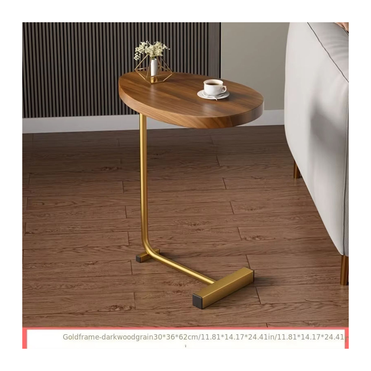 GUANGLIE Beistelltisch Modern Rund aus Holz in Schwarz oder Braun - Bild 2