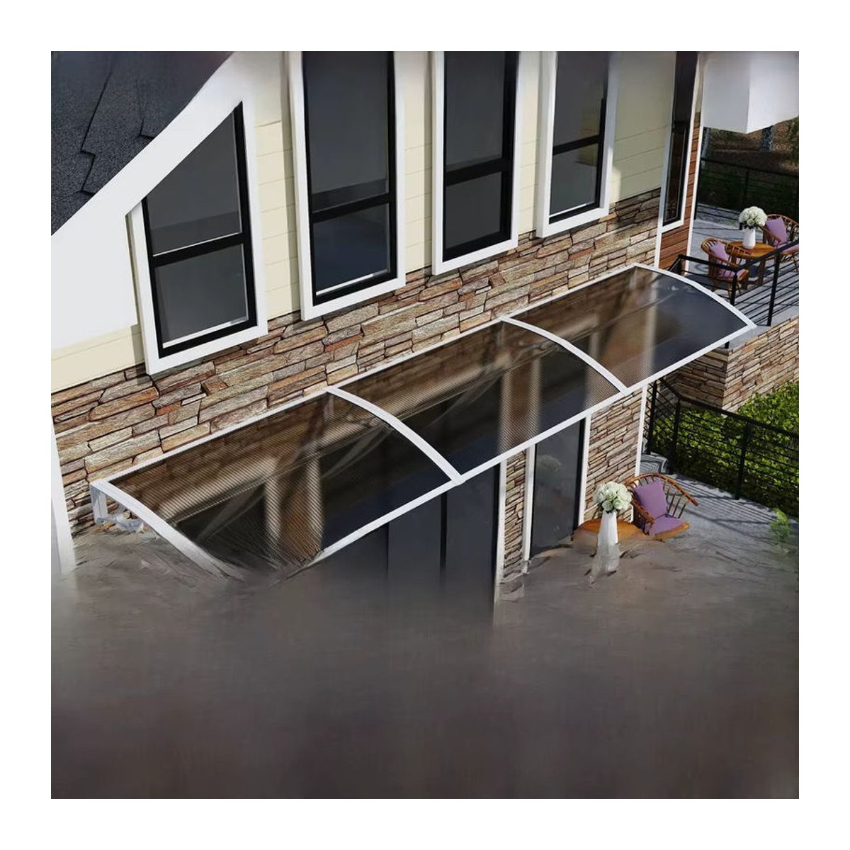 GUANSU-CN Markise aus Polycarbonat für Terrasse und Veranda in Grau - Bild 7