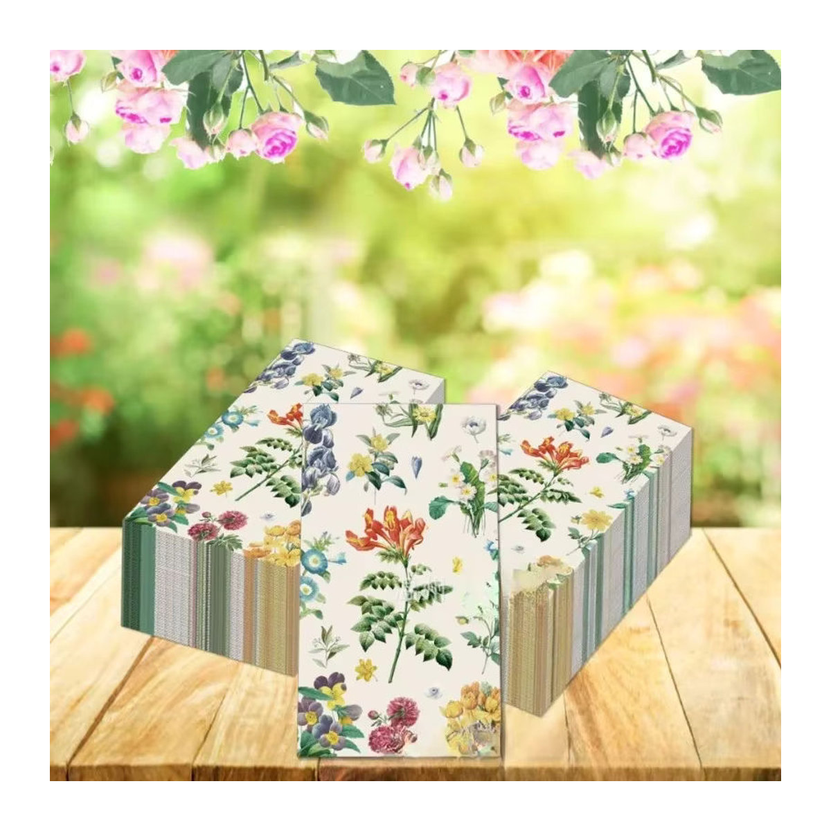 GUANYAO 2-lagiges Seidenpapier mit floralem Design für Hochzeit und Geburtstag, 20er Paket, Mehrfarbig, B: 33 cm, L: 40 cm - Bild 4