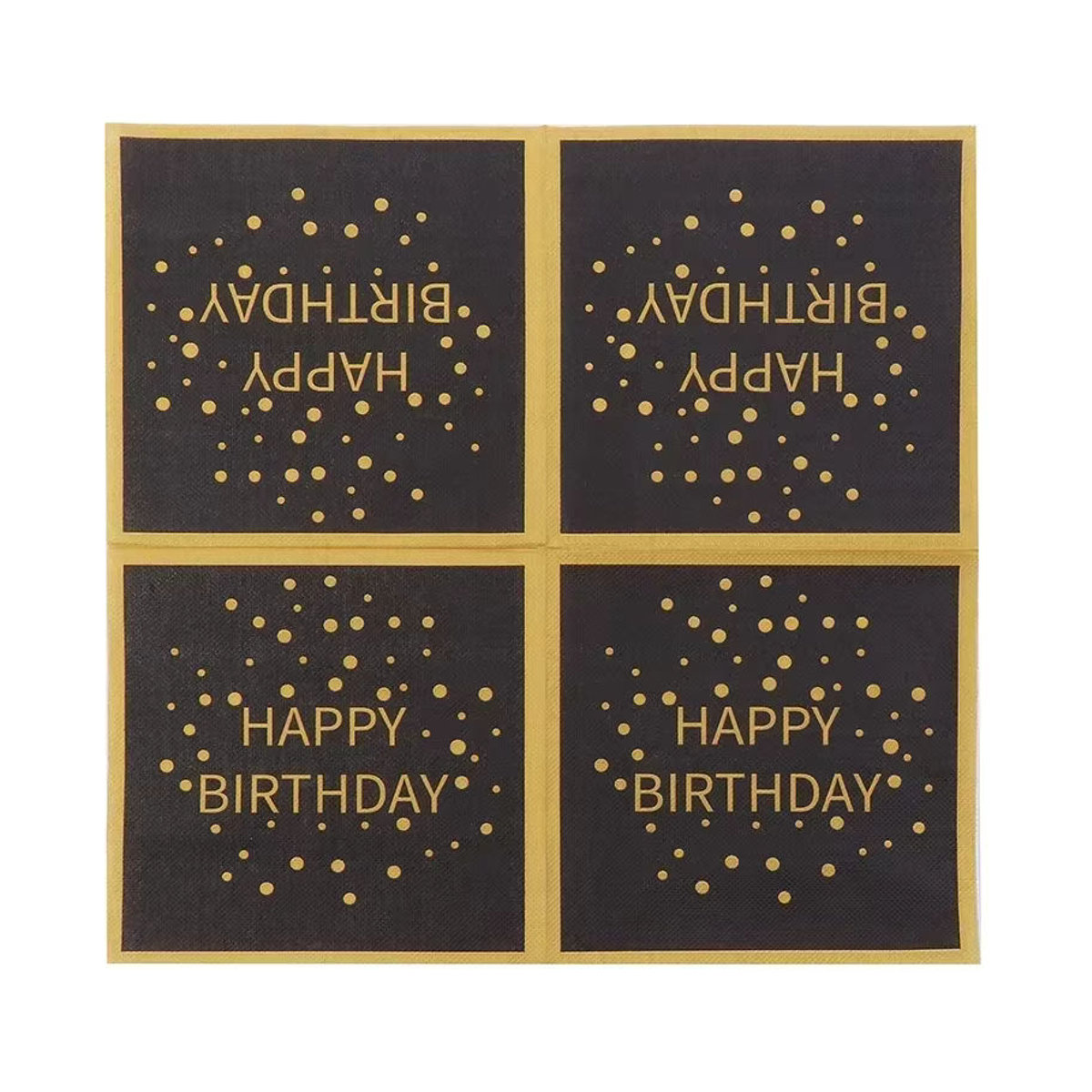 GUANYAO 20er Pack Quadratische Servietten für Geburtstage in Schwarz mit Goldbeschriftung, Breite: 33 cm - Bild 4