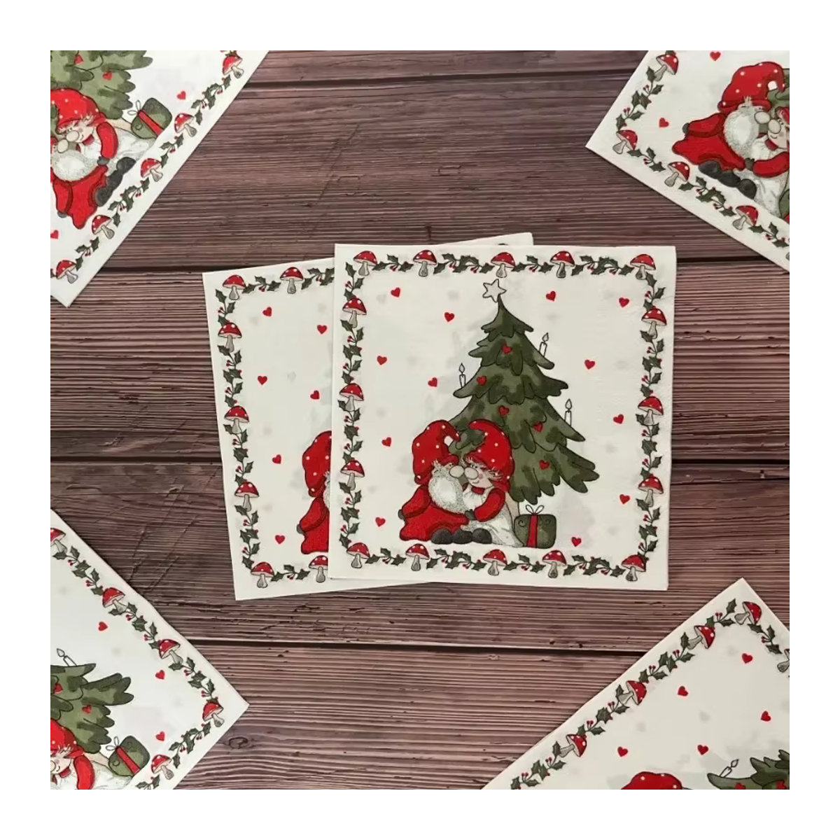GUANYAO 20er Set Weihnachts Tischsets aus Papier mit Cartoon-Motiven, Weiß, Durchmesser: 33 cm - Bild 2
