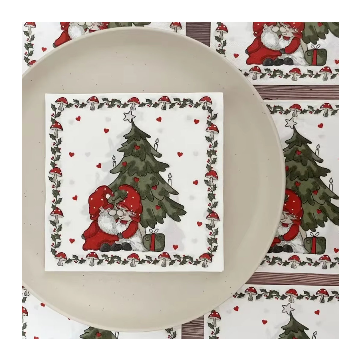 GUANYAO 20er Set Weihnachts Tischsets aus Papier mit Cartoon-Motiven, Weiß, Durchmesser: 33 cm - Bild 3