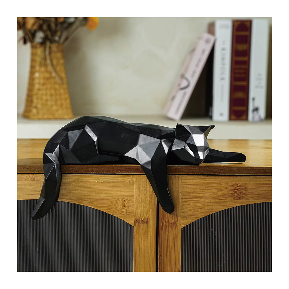 GUGUGUHOME Moderne Geometrische Katzenstatue in Weiß und Schwarz als Ästhetische Dekoration für Dein Zuhause oder Büro - Bild 2