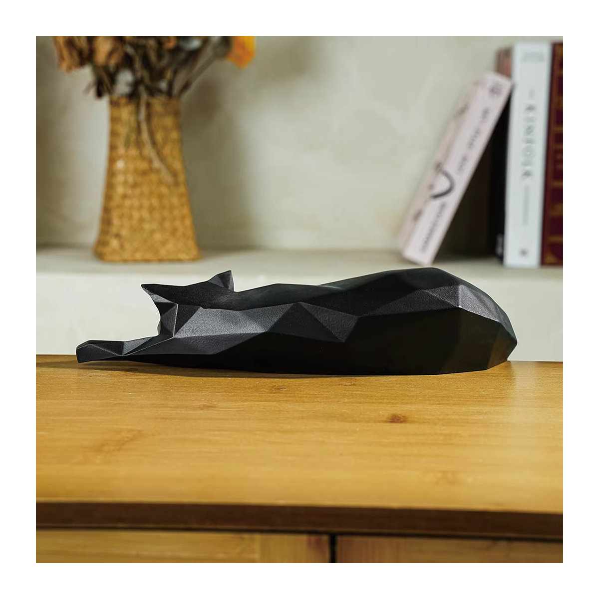 GUGUGUHOME Moderne Geometrische Katzenstatue in Weiß und Schwarz als Ästhetische Dekoration für Dein Zuhause oder Büro - Bild 3