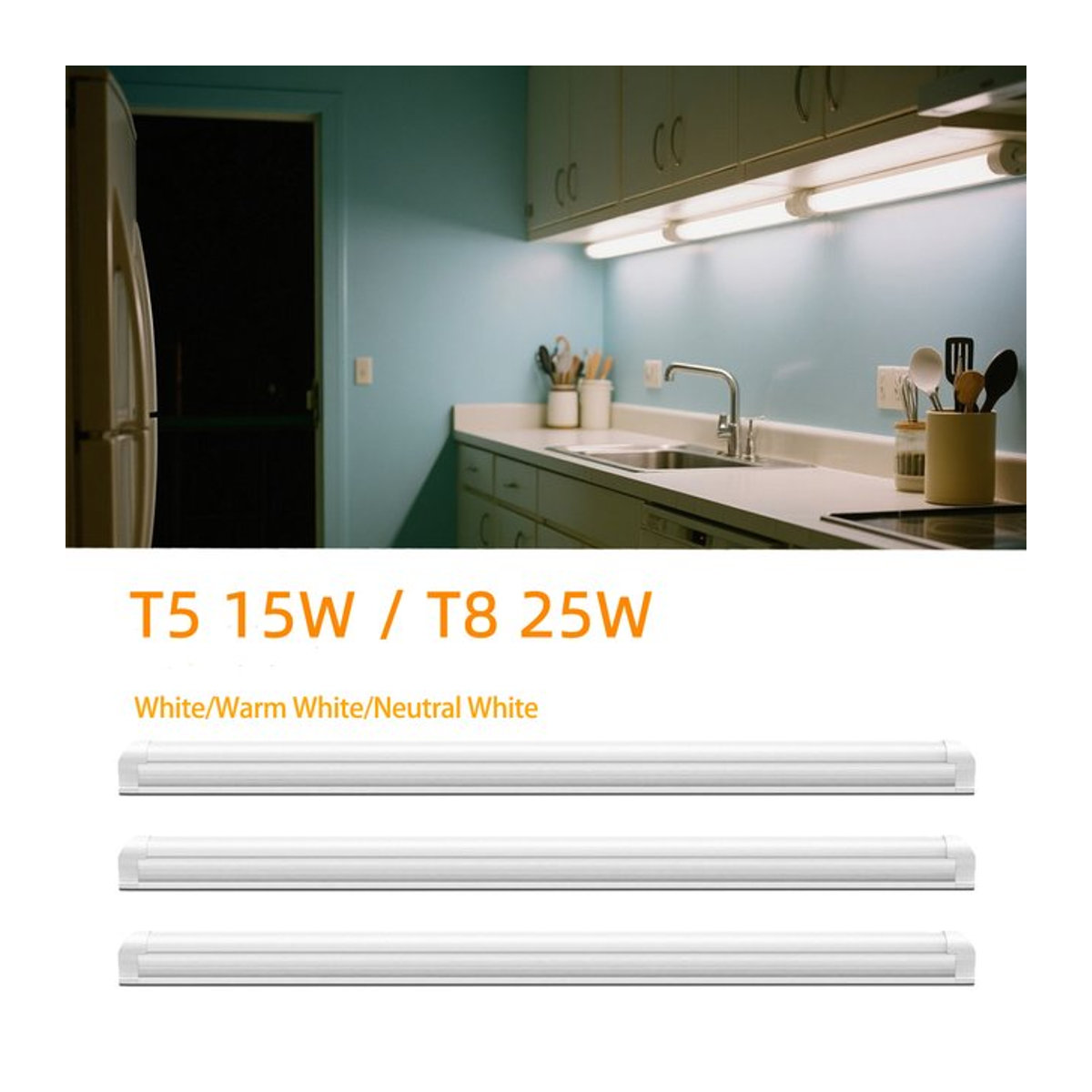 Guillermo Aluminium LED Lichtleiste T5 und T8 für DIY-Beleuchtung, Neutralweiß, 50 cm Länge - Bild 1