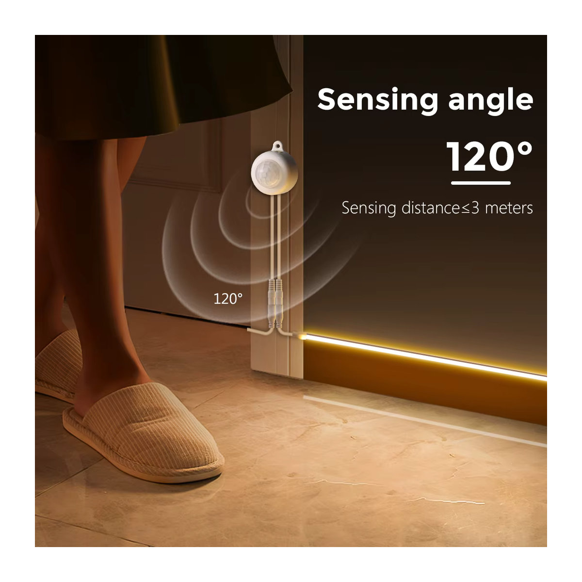 Guillermo Drahtlose LED COB Streifen Smart Nacht Lampe mit PIR Bewegungssensor in Weiß für Küche, Schlafzimmer, Badezimmer und Treppen - Bild 3