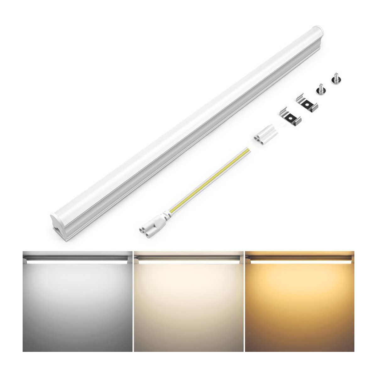 Guillermo LED-Röhrenlicht T5 Aluminium-Lichtleiste in Warmweiß, 15 W, 50 cm - Bild 1