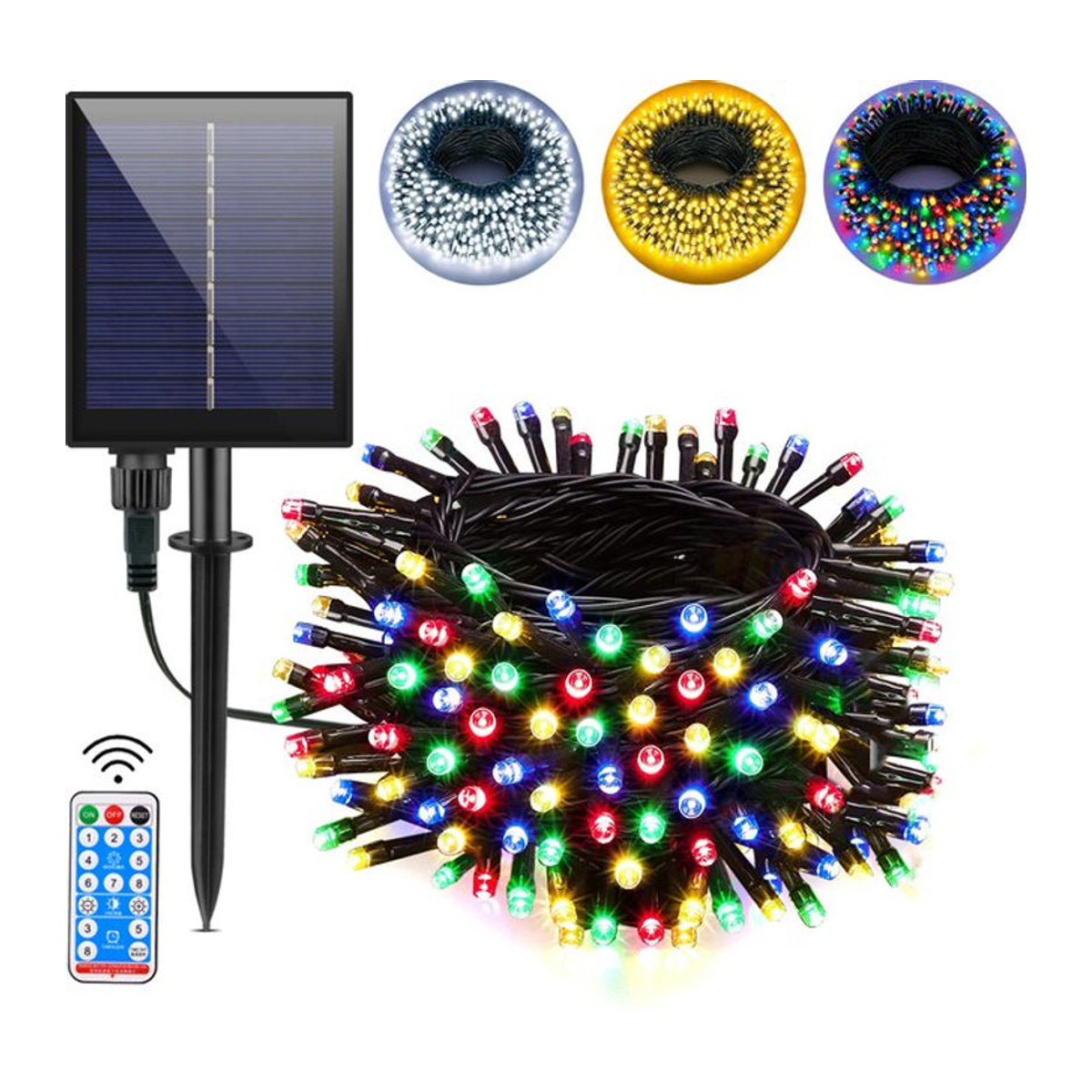 Guillermo Solar LED Lichterkette Bunt Wasserdichte Garten Girlande mit 1200mAh Akku für Outdoor Dekoration - Bild 1