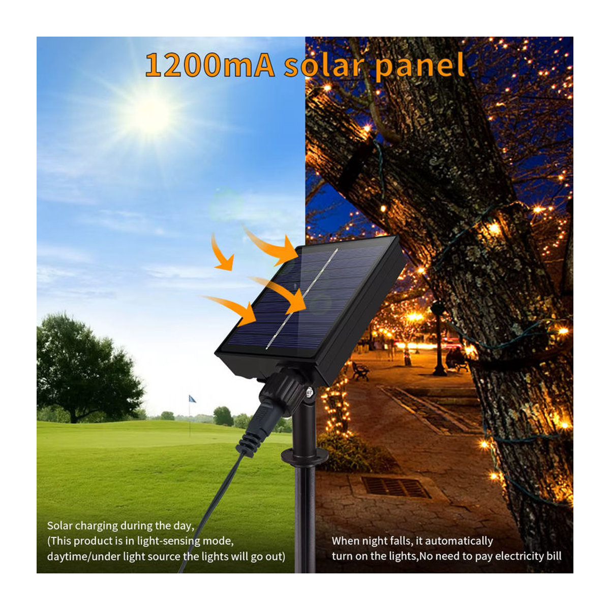 Guillermo Solar LED Lichterkette Bunt Wasserdichte Garten Girlande mit 1200mAh Akku für Outdoor Dekoration - Bild 3