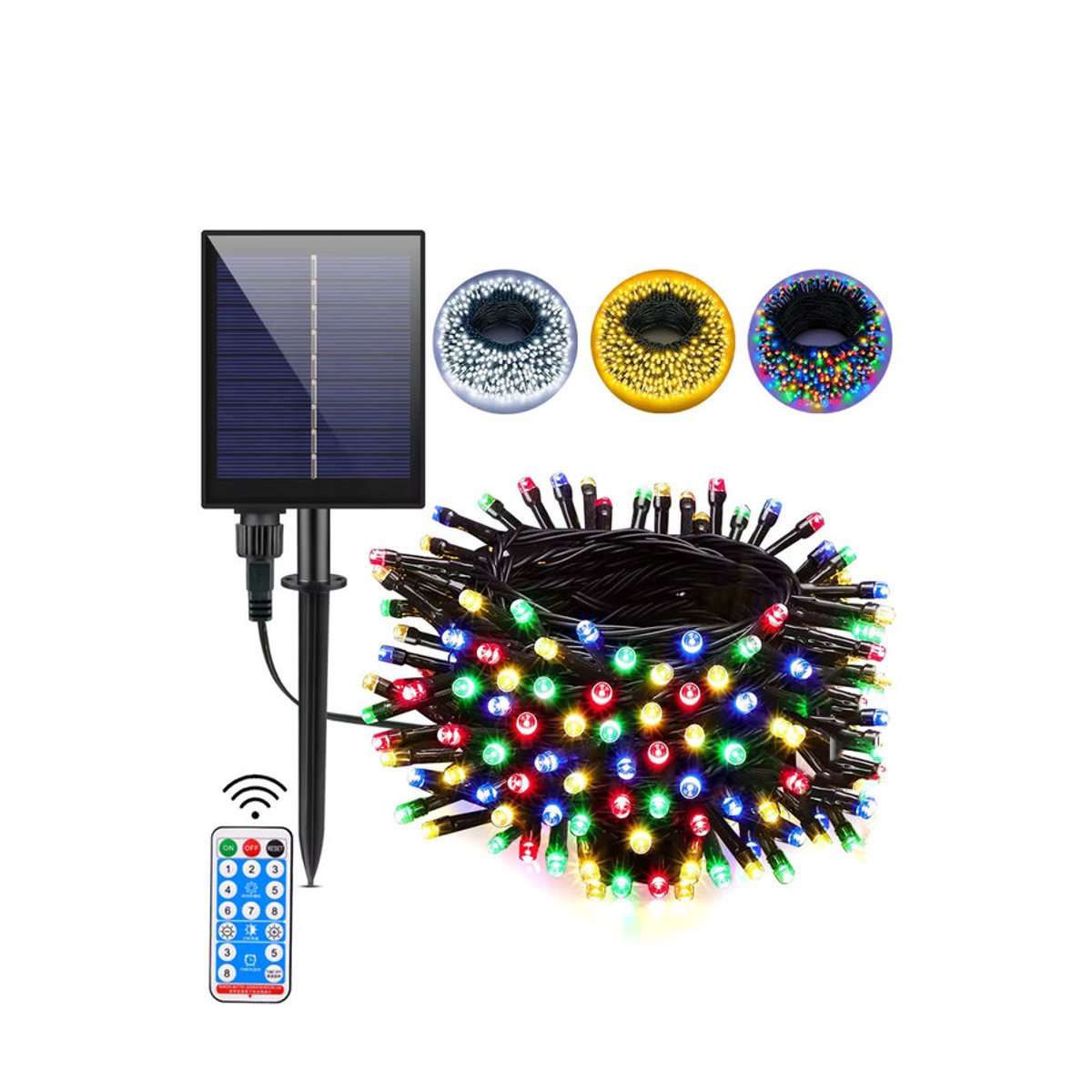 Guillermo Solar LED Lichterkette Bunt Wasserdichte Garten Girlande mit 1200mAh Akku für Outdoor Dekoration - Bild 5