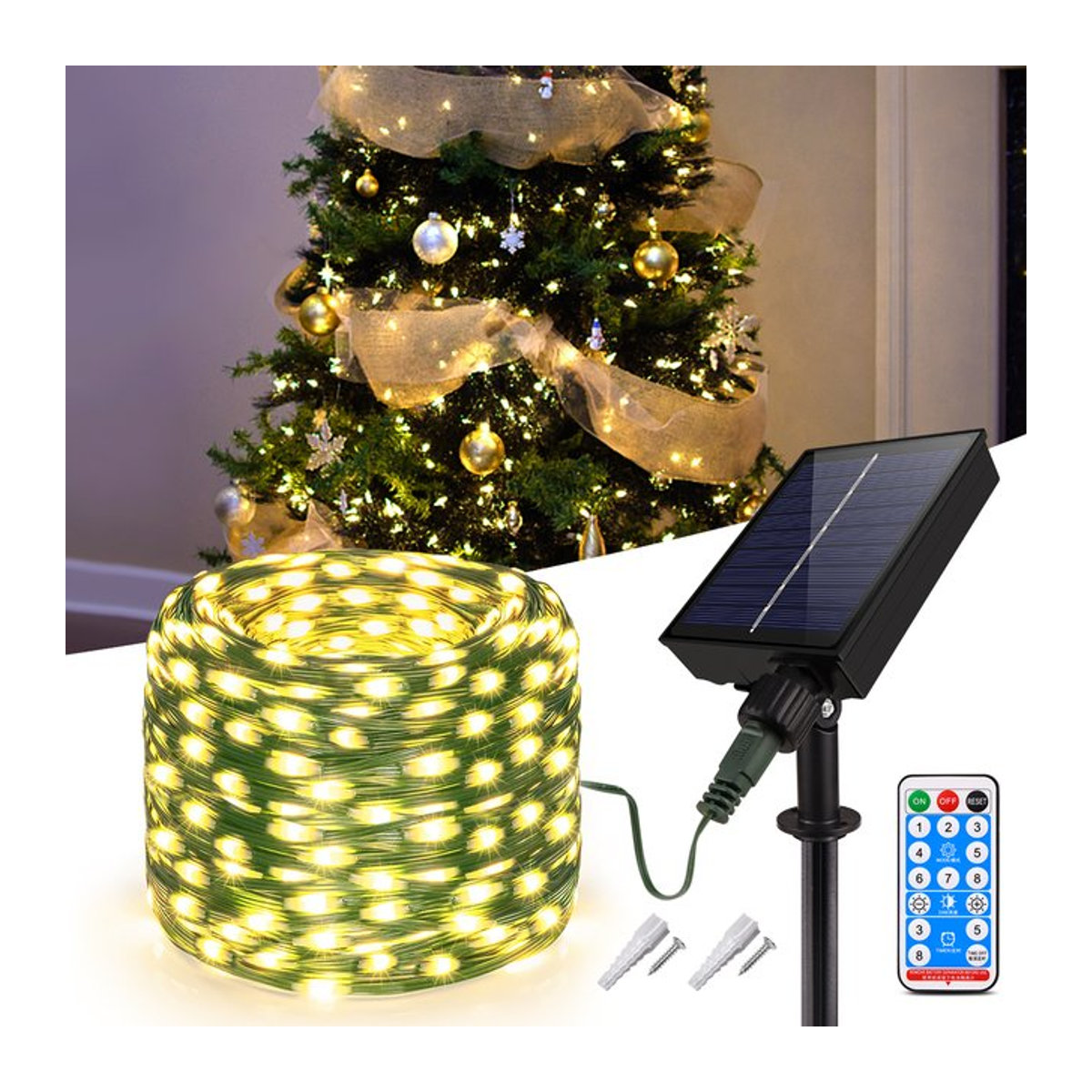 Guillermo Solar LED Lichterkette Wasserdichte Outdoor Solar Girlande in Weiß - Bild 1