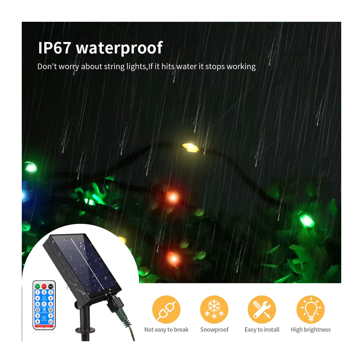 Guillermo Solar LED Lichterkette Wasserdichte Outdoor Solar Girlande in Weiß - Bild 5