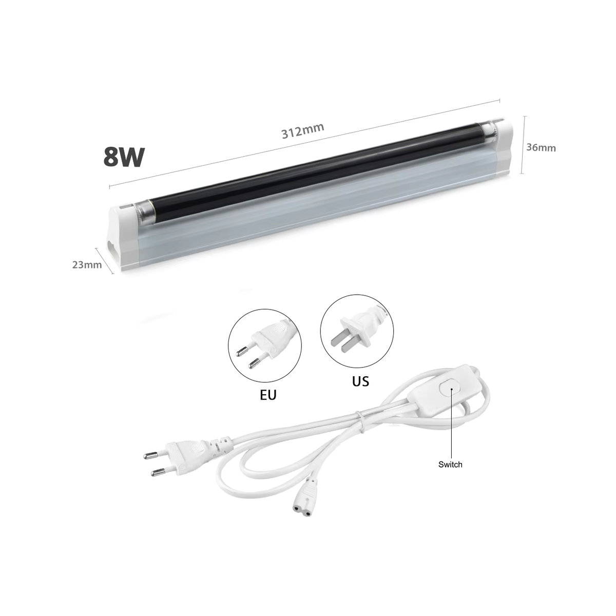 Guillermo T5 UV-Leuchtstofflampe Schwarz BLB 365 nm 8 W - Bild 2