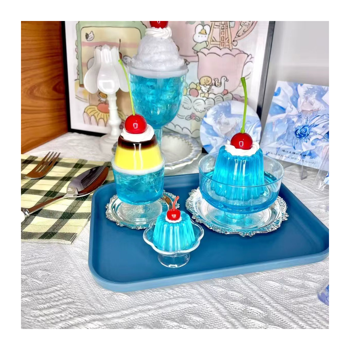 Gumei Simulierter Blaue Blasen-Fruchtgelee-Pudding als Deko-Requisite in Blau - Bild 3
