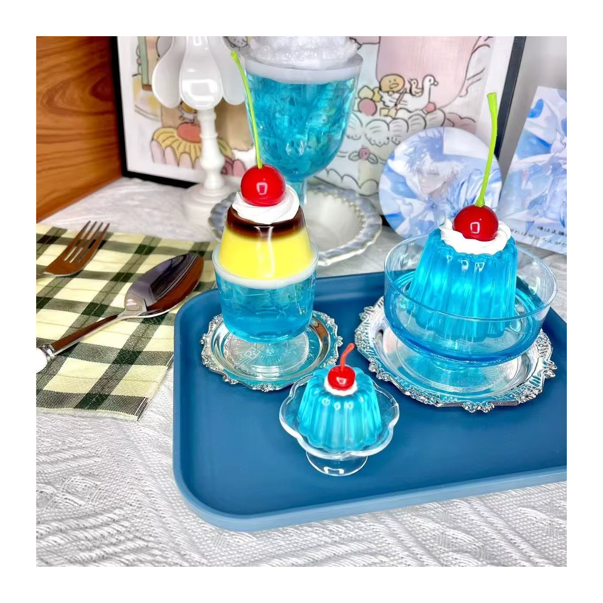 Gumei Simulierter Blaue Blasen-Fruchtgelee-Pudding als Deko-Requisite in Blau - Bild 5