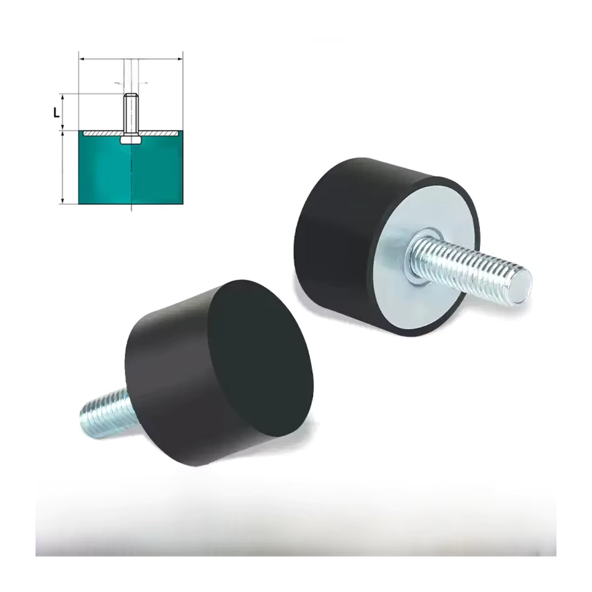 Gummi Stoßdämpfer VE-Typ Anti-Vibrations-Dämpfer mit Außengewinde in Schwarz für M3 M4 M5 M6 M8 M10 M12 M16 - Bild 7