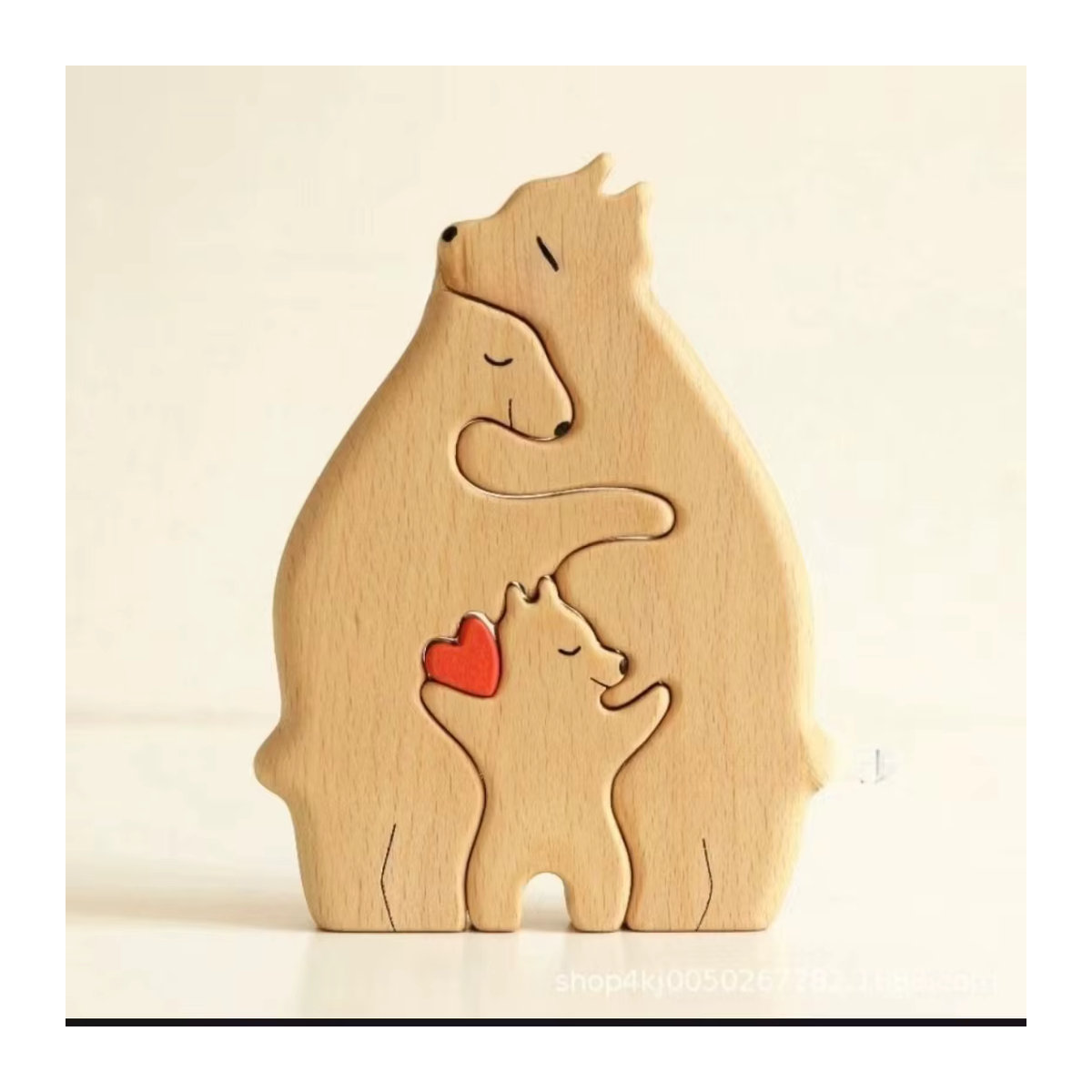 GUOFEI Bären Familie Holz-Puzzle Skulptur in Braun als DIY Deko-Set - Bild 2