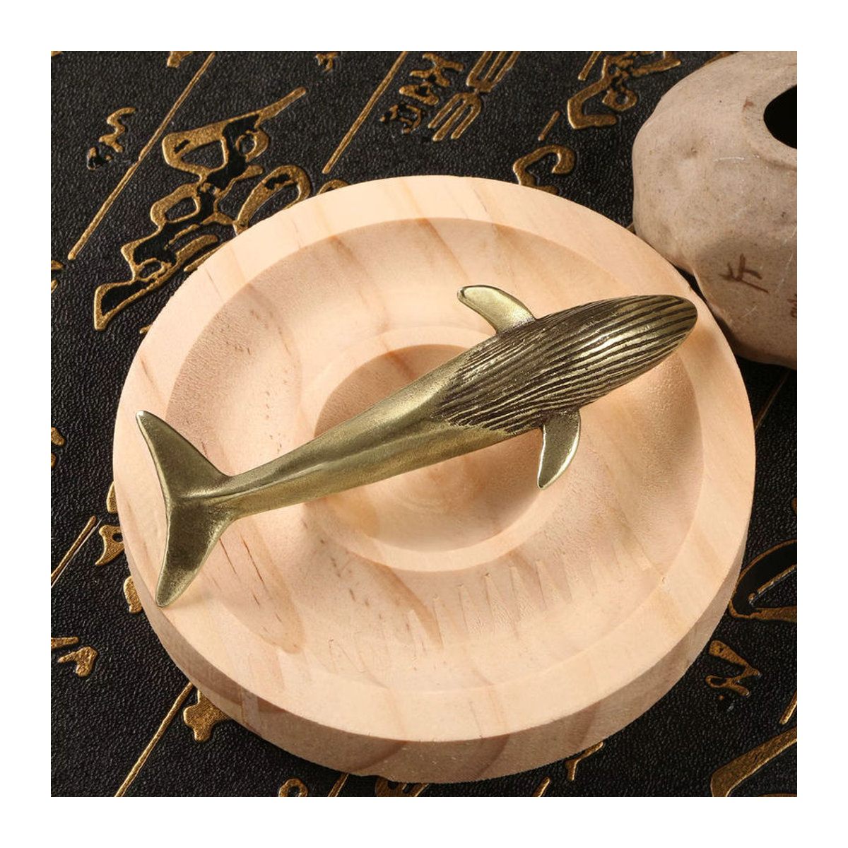 GUOFEI Blauwal Tier Statue aus massivem Messing in Blau und Gold im Retro-Design als Desktop-Dekoration - Bild 5