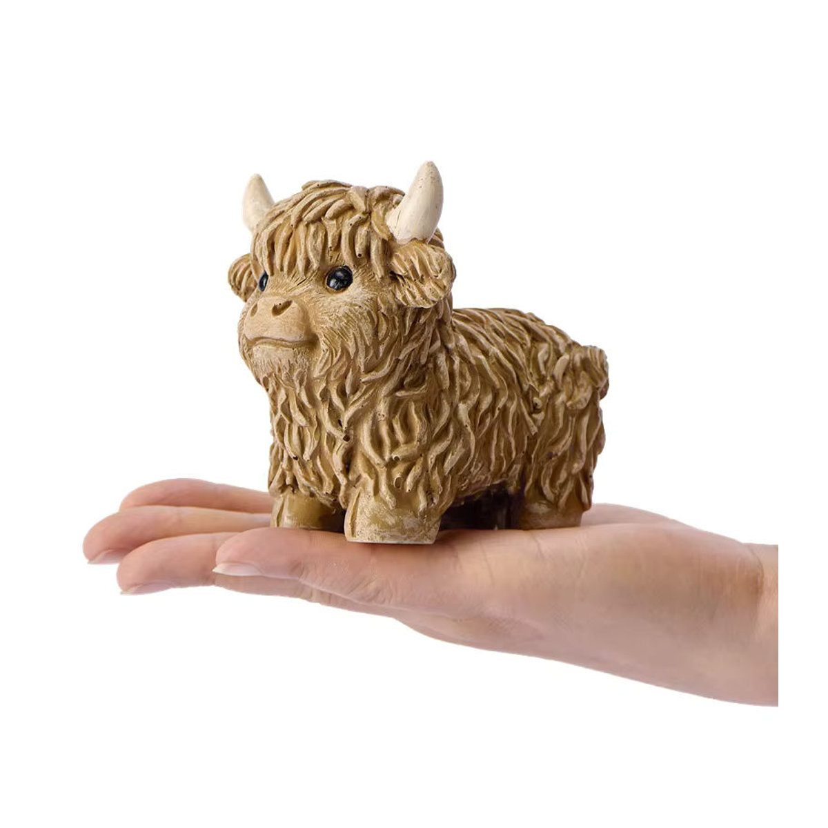 GUOFEI Highland-Kuh-Statue aus Kunstharz in Braun als skandinavisches Deko-Ornament - Bild 5