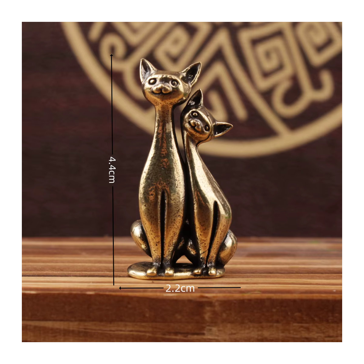 GUOFEI Messing Doppel Katze Skulptur Ornament in Gold für Wohnzimmer und Büro - Bild 3