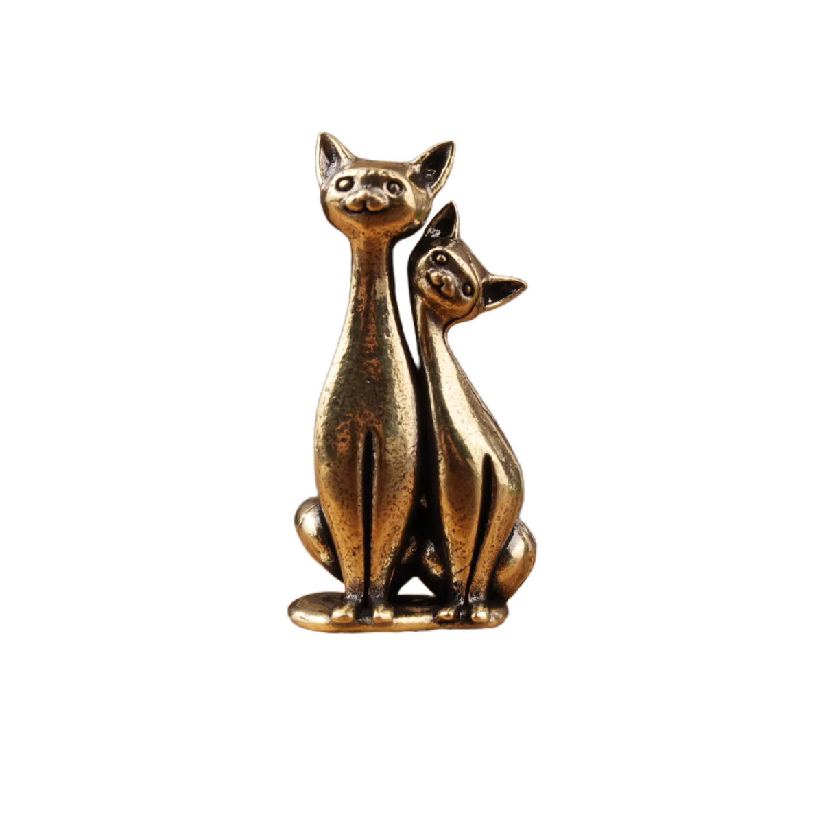 GUOFEI Messing Doppel Katze Skulptur Ornament in Gold für Wohnzimmer und Büro - Bild 5