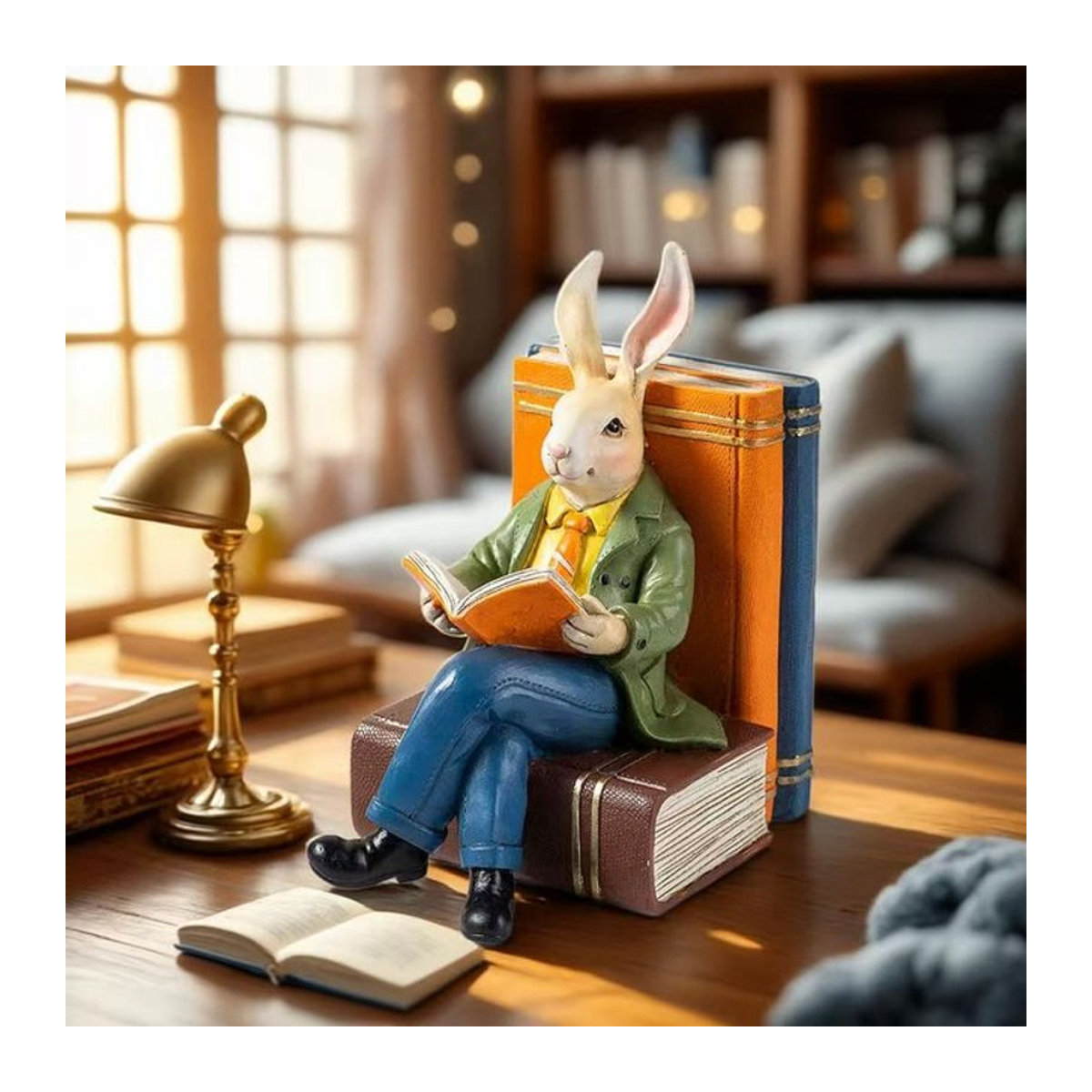 GUOFEI Mr. Rabbit Kunstharz Ornament Klassische Dekoration für Wohnzimmer und Büro in Mehrfarbig - Bild 1