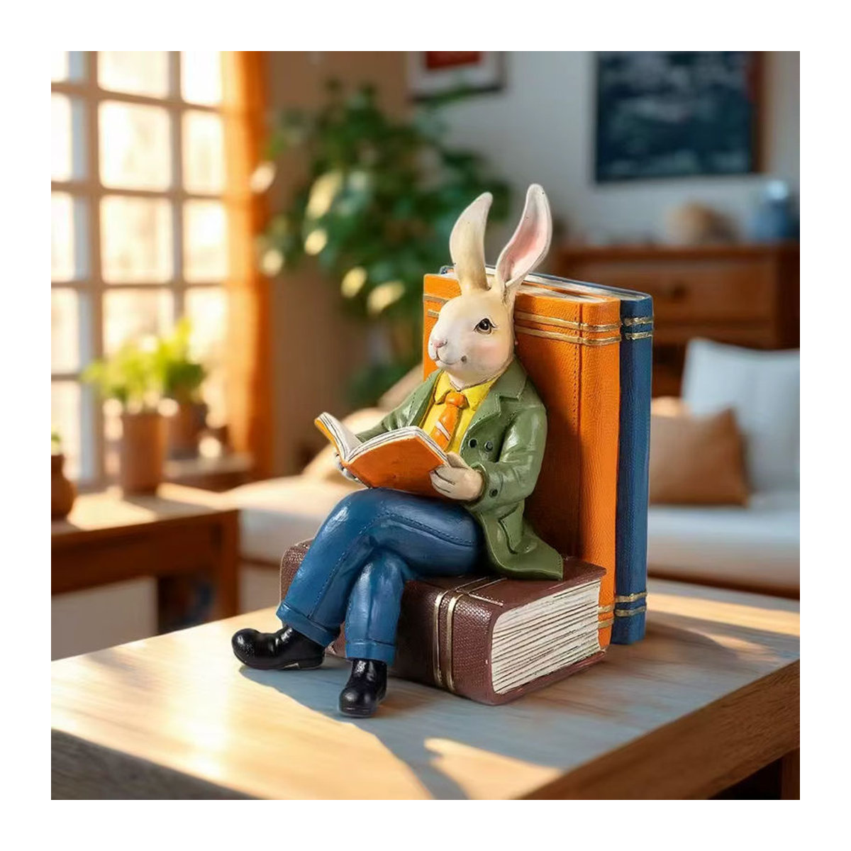 GUOFEI Mr. Rabbit Kunstharz Ornament Klassische Dekoration für Wohnzimmer und Büro in Mehrfarbig - Bild 2