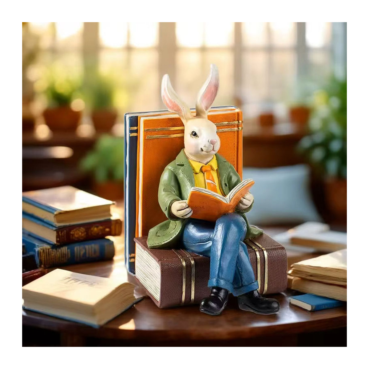 GUOFEI Mr. Rabbit Kunstharz Ornament Klassische Dekoration für Wohnzimmer und Büro in Mehrfarbig - Bild 5