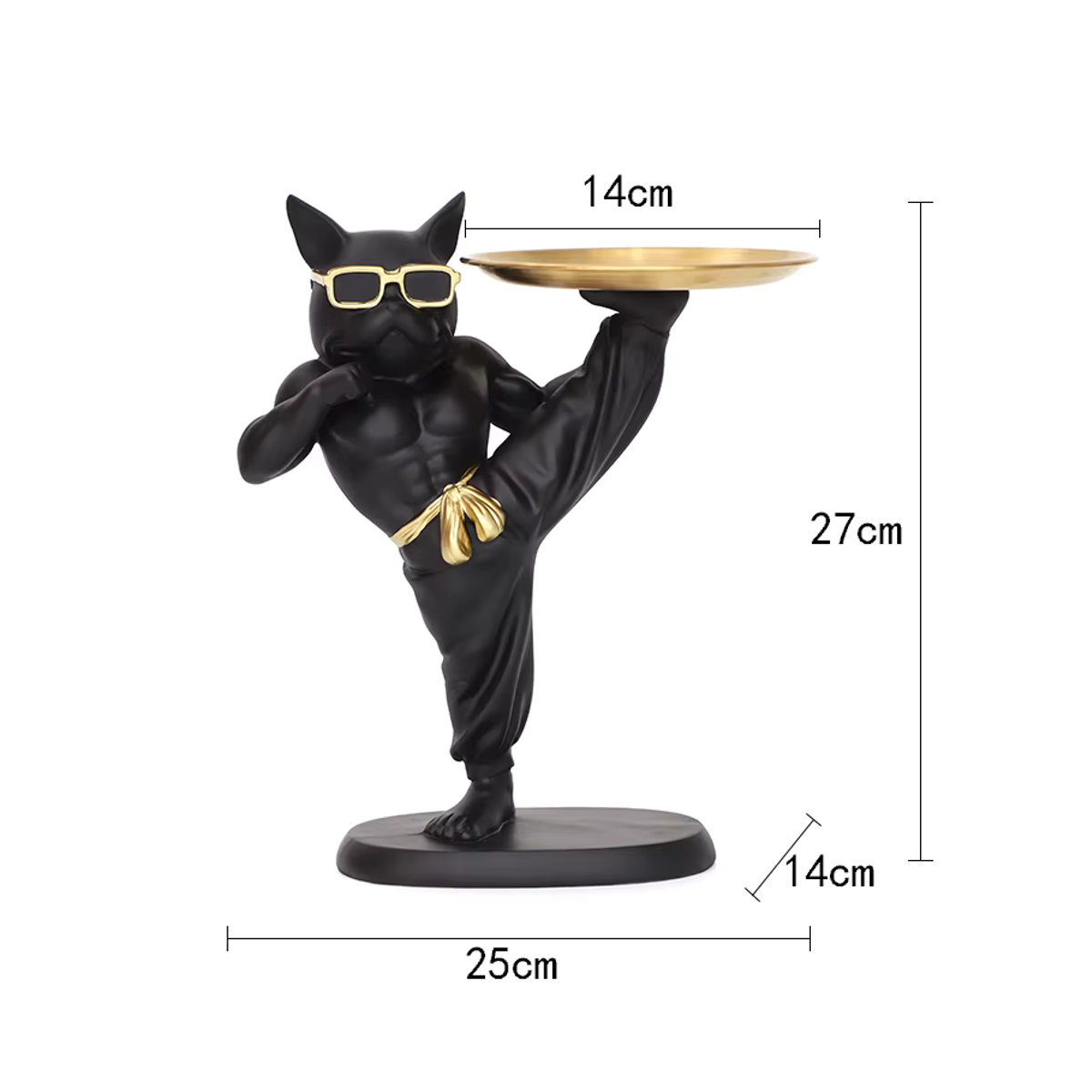 GUOFEI Tierornament Französische Bulldogge im Kung-Fu-Stil aus Kunstharz in Schwarz - Bild 5